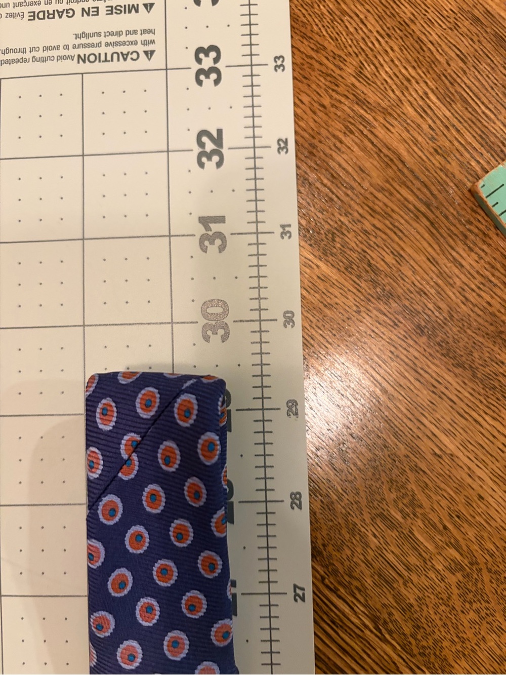 Drakes Navy Blue Silk Tie with orange and Light Blue Medallions - Picture 7 of 10